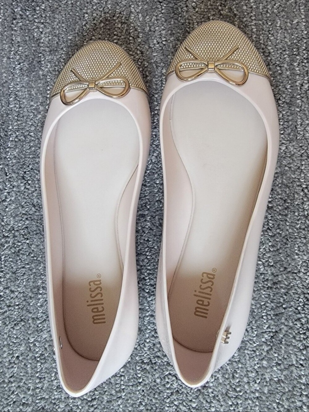 Melissa Beige Gold Wire Bow Jelly Ballet Flats 5